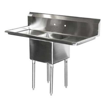 Serv-Ware 1CWPH18242-24 Heavy Duty Sink 1-Bowl 18" x 24" with Dual 24" Drainboards