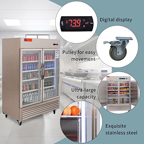 West Lake WKR-49BG Glass Door Merchandiser Refrigerator 2 Door 33-40°F