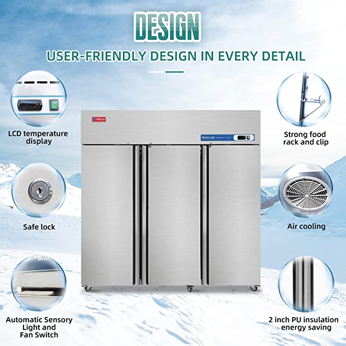 West Lake WK-72F Commercial Freezer 72" 3-Door -8-0°F
