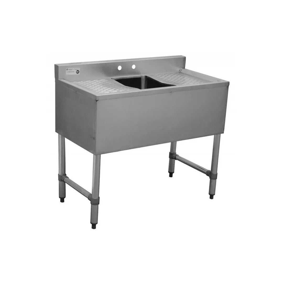 Serv-Ware BAR1B36-LR-CWP 1-Compartment Bar Sink 36" With Dual Drainboards