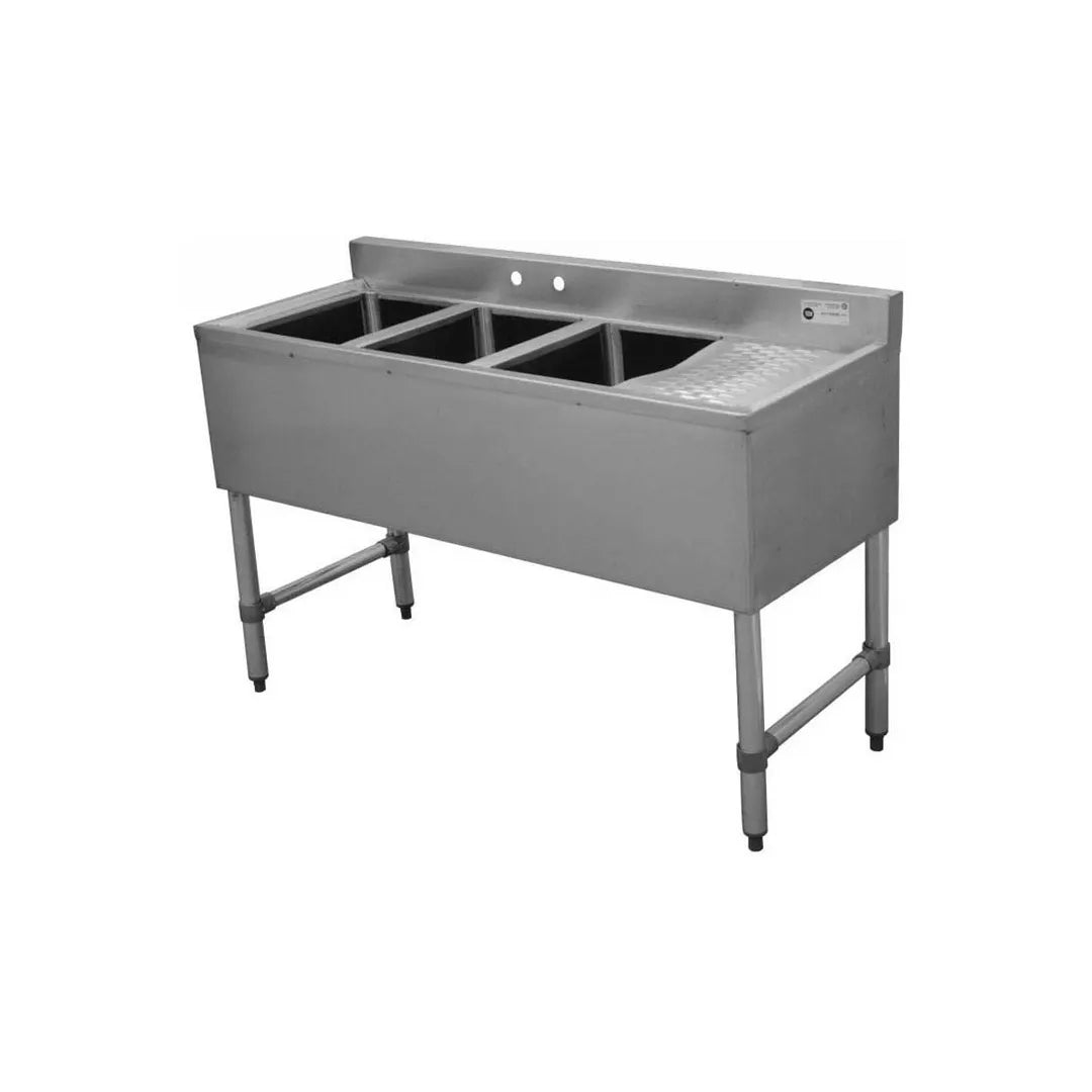Serv-Ware BAR3B48-R-CWP 3-Compartment Bar Sink 48" With Right Drainboard
