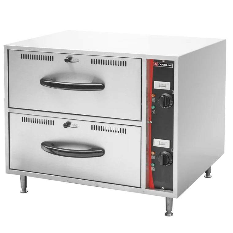 Cookline C-DW-2 Double Freestanding Stainless Steel Drawer Warmer, 120V