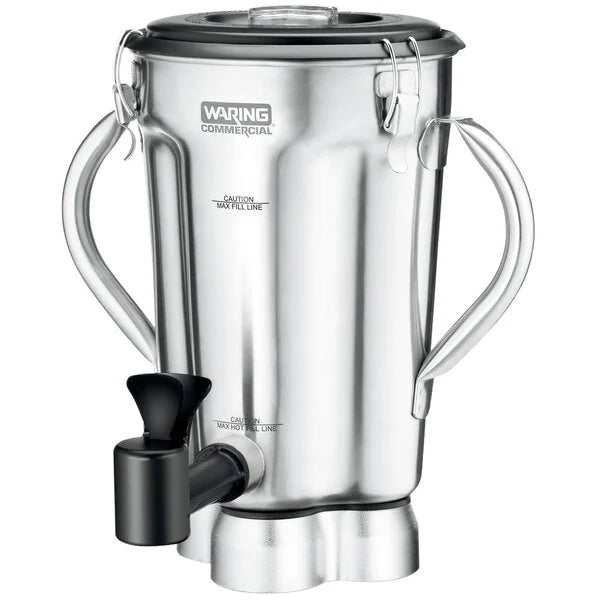 Waring CAC125 One-Gallon Stainless Steel Commercial Blender Container Assembly with Blade, Lid, and Dispensing Spigot