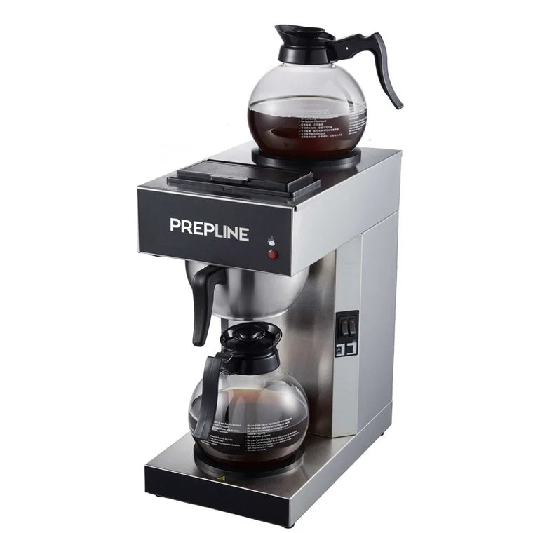 Prepline CAFE-2P-1 Pourover Coffee Maker with 2 Warmers and Coffee Decanters -120V