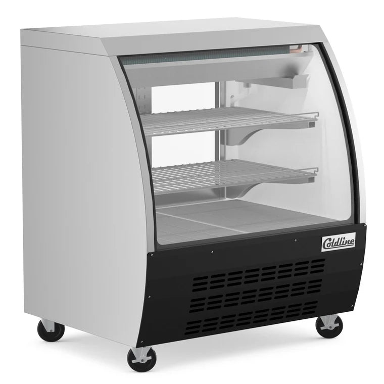 COLDLINE DC36-B 10 Cu. Ft. Black Curved Glass Deli Meat Display Case 32-43°F