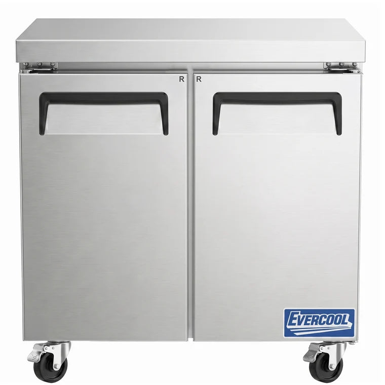 Evercooll EUC36 36 Inch 9 Cu. Ft. 1-Section Refrigerated Undercounter Freezer -8°F to 0°F 110V