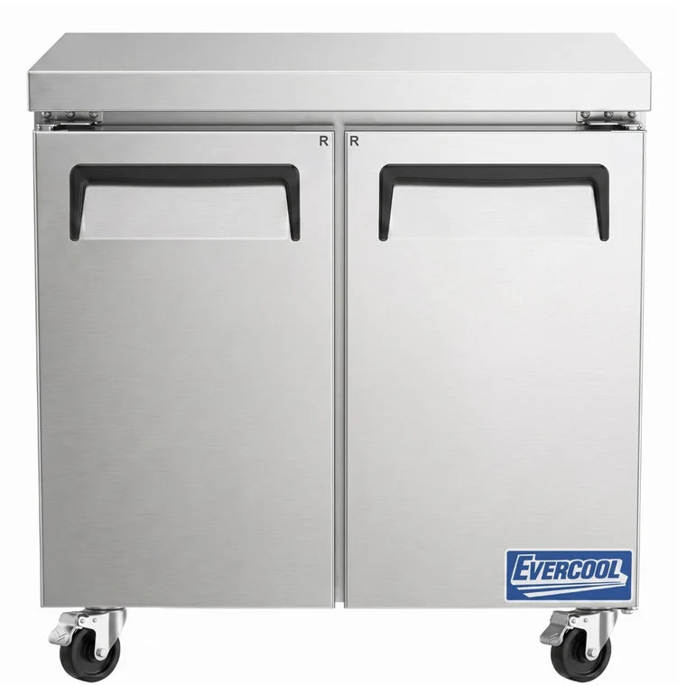 Evercoolll EUC36 36 Inch 9 Cu. Ft. 1-Section Refrigerated Undercounter Refrigerator 33°F to 40°F 110V