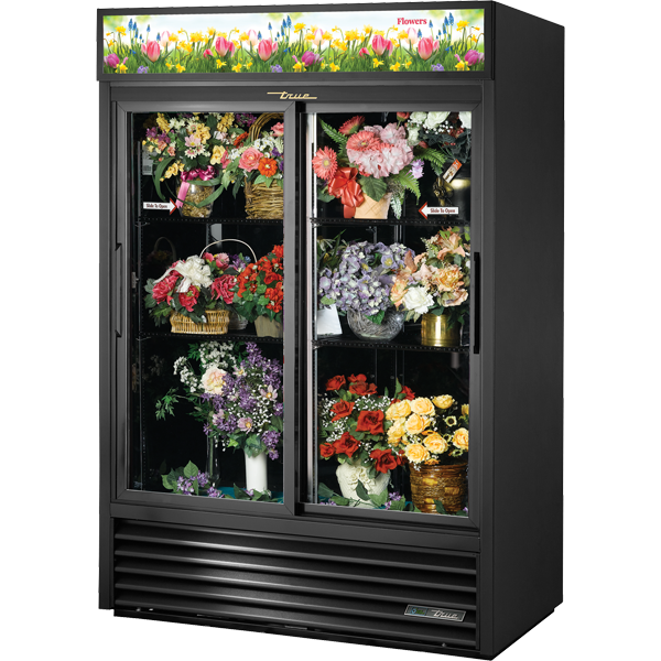 True GDM-47FC-HC-LD Curved Glass Floral cooler, 47 cu.ft., LED