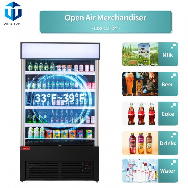 WESTLAKE LD3-2Z-C4 Head 59" Open Air Merchandiser Refrigerator Display Cooler with Air Curtain, 33–39°F