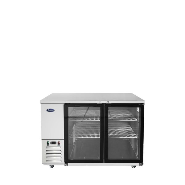 Atosa MBB59GGR Glass Door Back Bar Cooler 59 Inch 2 Door Stainless Steel