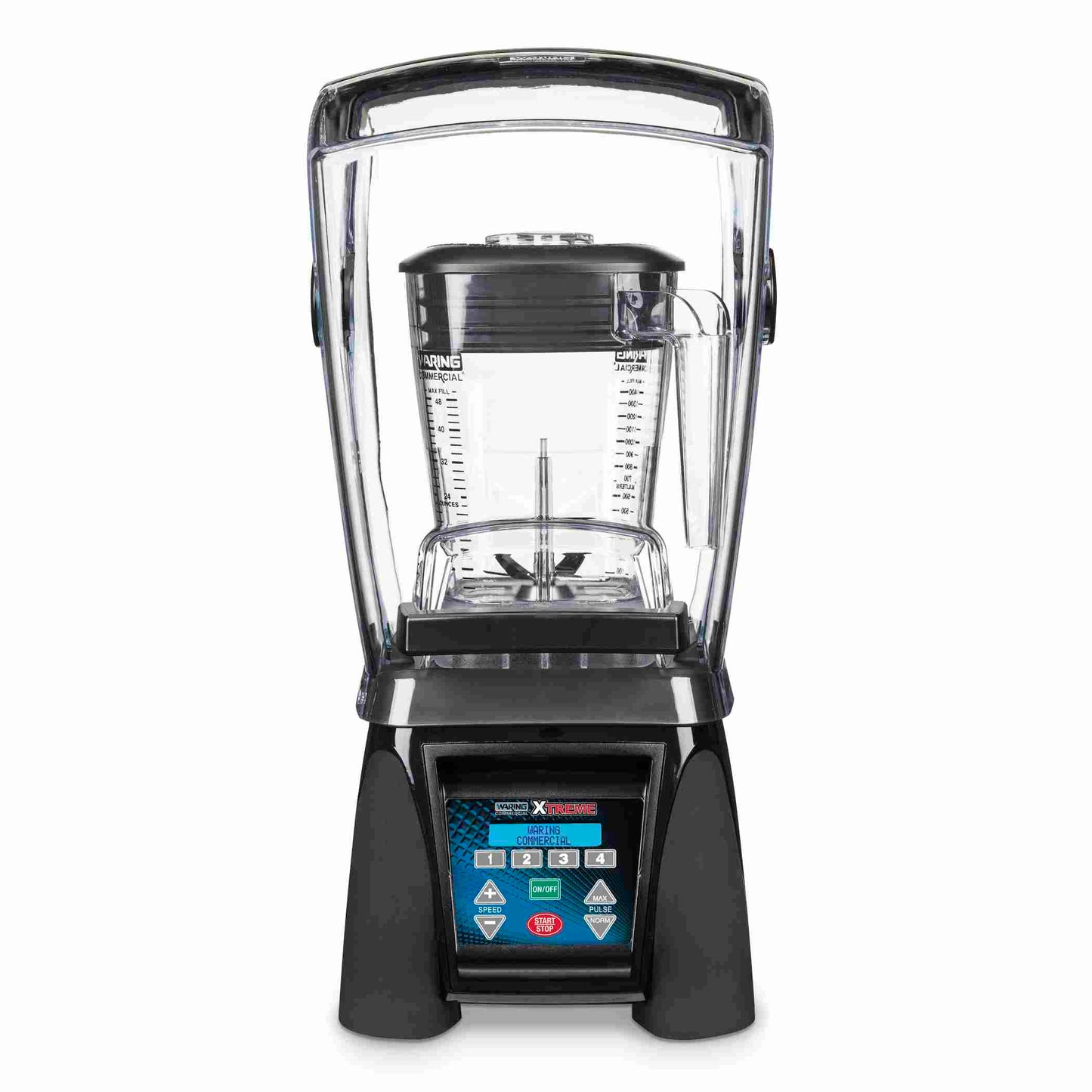 Waring MX1500XTXP Xtreme Hi-Power Commercial Blender with 64 oz. Stackable Copolyester Container, Reprogrammable LCD Keypad, and Sound Enclosure - 120V, 3.5 HP