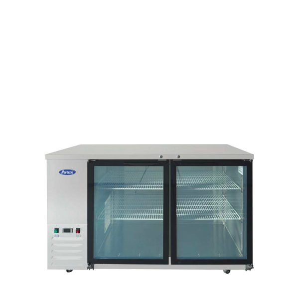 Atosa SBB59GGRAUS1 Glass Door Back Bar Cooler 59 Inch 2 Door Shallow Depth Stainless Steel Exterior