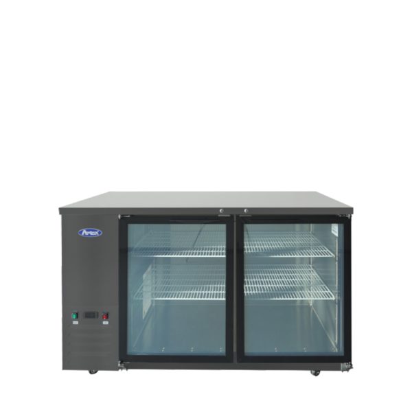 Atosa SBB59GGRAUS2 Glass Door Back Bar Cooler 59 Inch 2 Door Shallow Depth Black Exterior