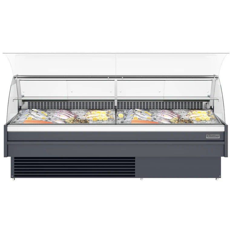 COLDLINE SDC98 6Cu.Ft Refrigerated Curved Glass Meat Deli Case 33°F-40°F