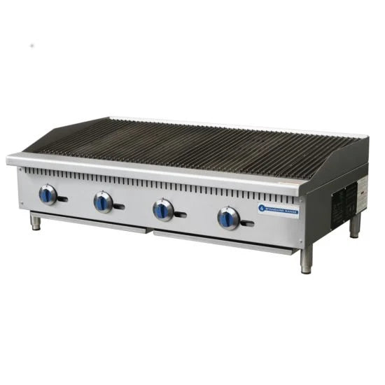 Standard Range SR-CB48-M-LG2-E 48" Gas Charbroiler with Manual Control and Griddle Top