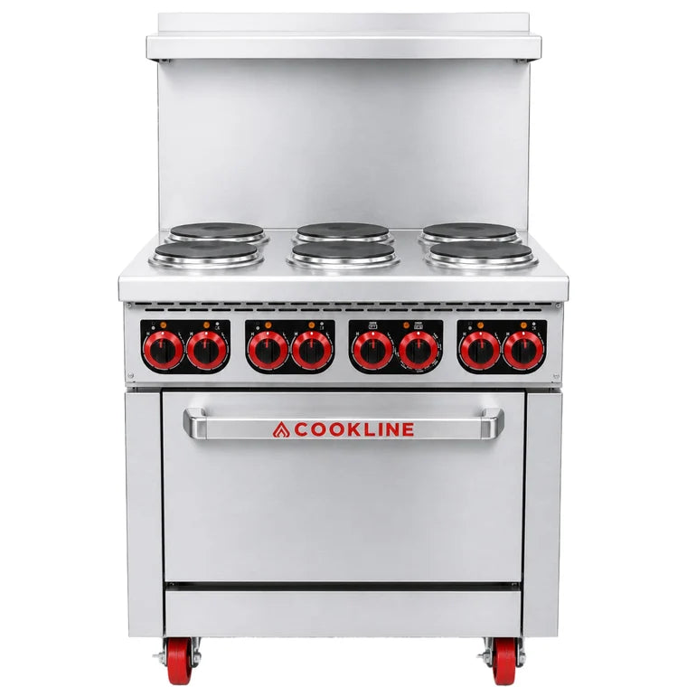 COOKLINE ER36-208 36" Electric Restaurant Range with 6 Burners and 1 Oven