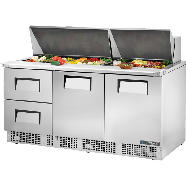 True TFP-72-30M-D-2-HC Prep Table, 72", 30-Pan, 2 Drawers