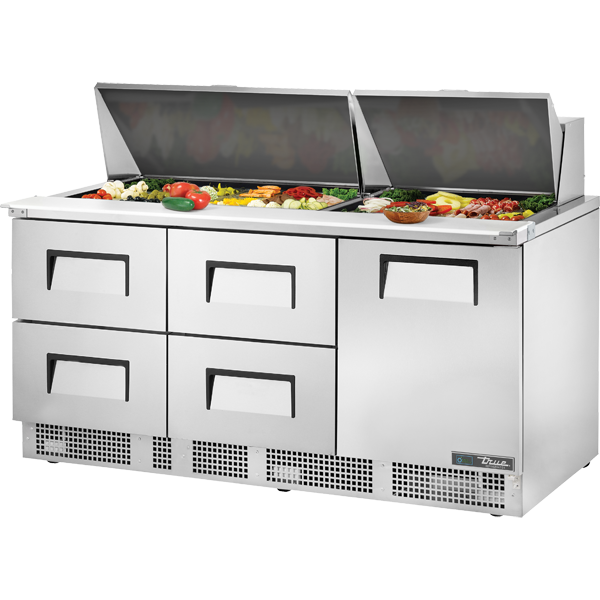True TFP-72-30M-D-4-HC Prep Table, 72", 30-Pan, 4 Drawers