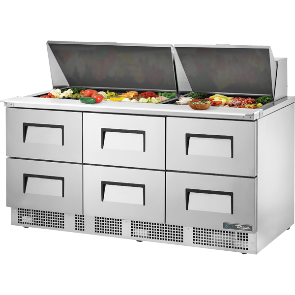 True TFP-72-30M-D-6-HC Prep Table, 72", 30-Pan, 6 Drawers