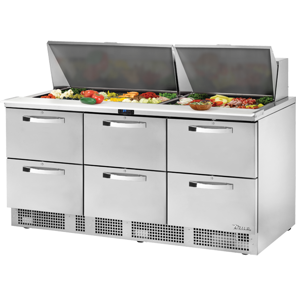 True TFP-72-30M-D-6-HC SPEC3 Prep Table, 72", 30-Pan, 6 Drawers, Spec Package