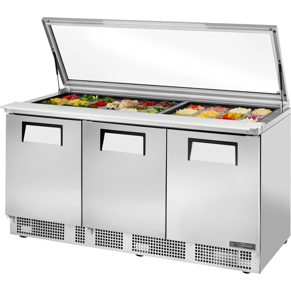True TFP-72-30M-FGLID-HC Prep Table, 72", 30-Pan, Glass Lid
