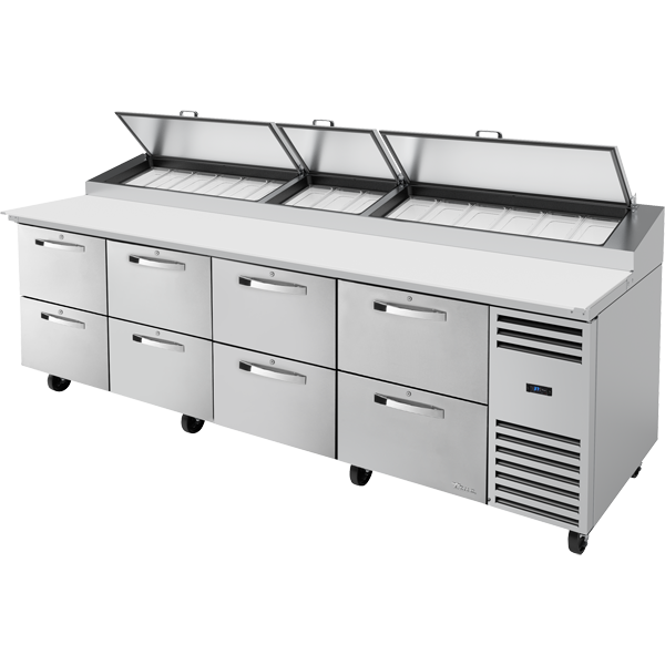 True TPP-AT-119D-8-HC SPEC3 Pizza Prep Table, 119", 8 Drawers, Spec Package
