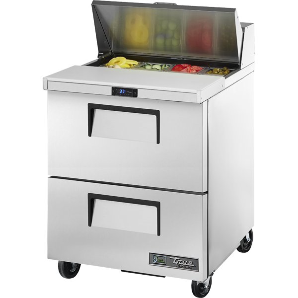 True TSSU-27-08D-2-HC Sandwich Salad Prep Table, 27", 8-Pan, 2 Drawers