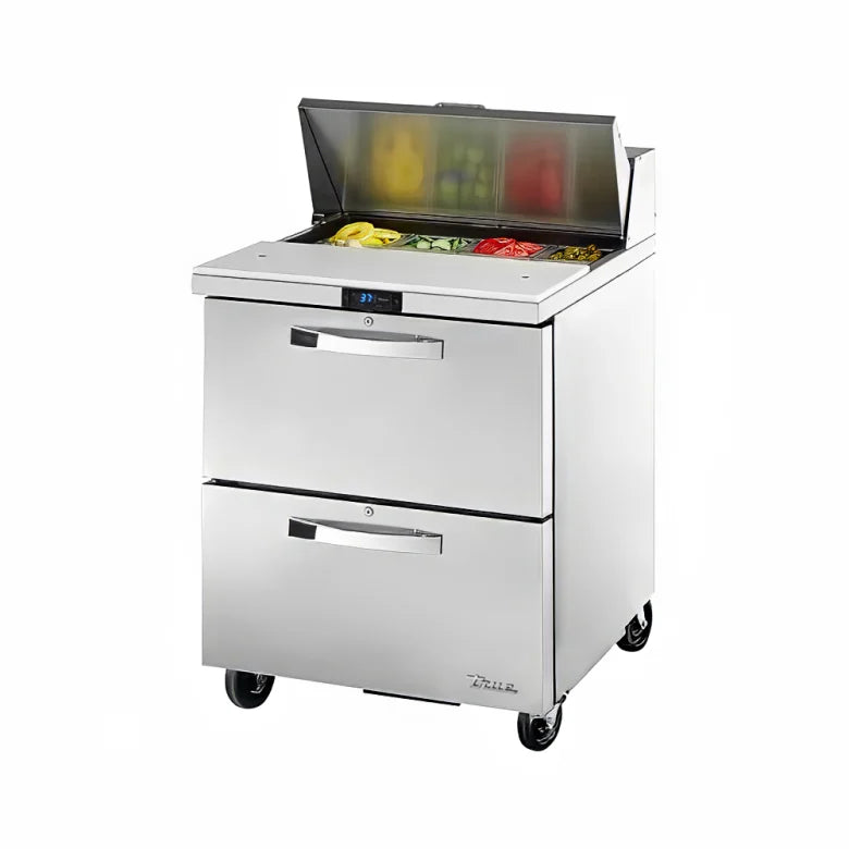 True TSSU-27-08D-2-HC SPEC3 Sandwich Salad Prep Table, 27", 8-Pan, 2 Drawers