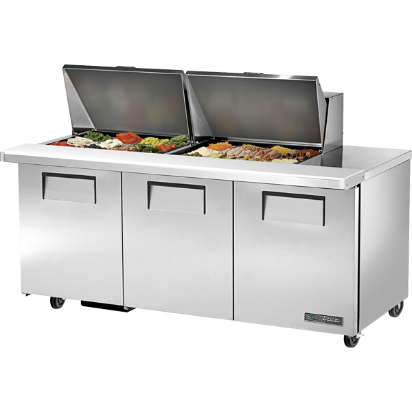 True TSSU-72-24M-B-ST-HC Sandwich Salad Prep Table, 72", 24-Pan, Mega-Top