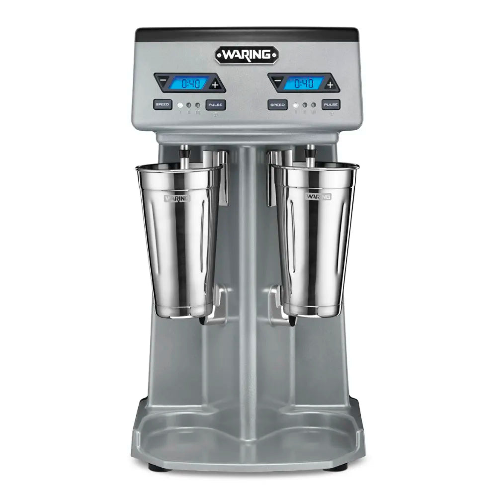 Waring WDM240TX Heavy-Duty Double-Spindle Counter-Top Commercial Drink Mixer with Electronic Touchpad Timers - 120V, Two 1 HP Motors