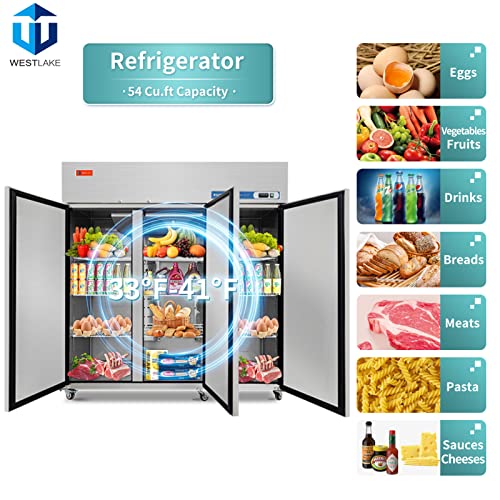 WESTLAKE WK-72R 72" 3-Door Refrigerator 33°F to 40°F 54 Cu.ft