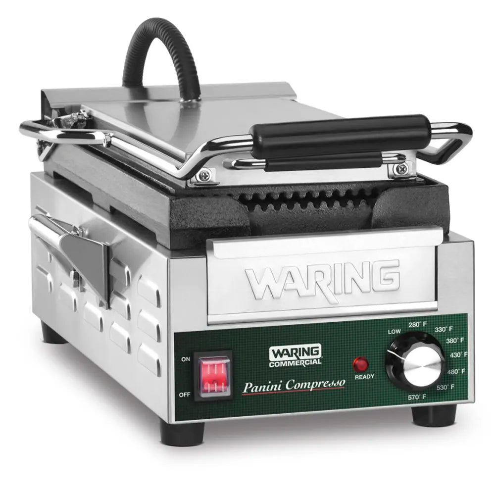 Waring WPG200 Commercial Medium Grooved Panini Grill Head 120V Tabletop Processing Unit
