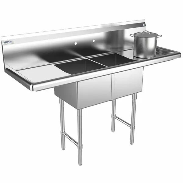 Prepline XS2C-1416-LR 14 x 16 Inches Stainless Steel Splash Mount Utility Sink with Left and Right Drainboards