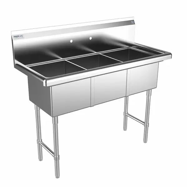Prepline XS3C-1416 14 x 16 Inches Stainless Steel Three-Compartment Splash Mount Utility Sink