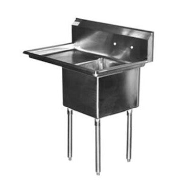 Serv-Ware 1CWPH1824L-24 Heavy Duty Sink 1-Bowl 18" x 24" Left 24" Drainboard