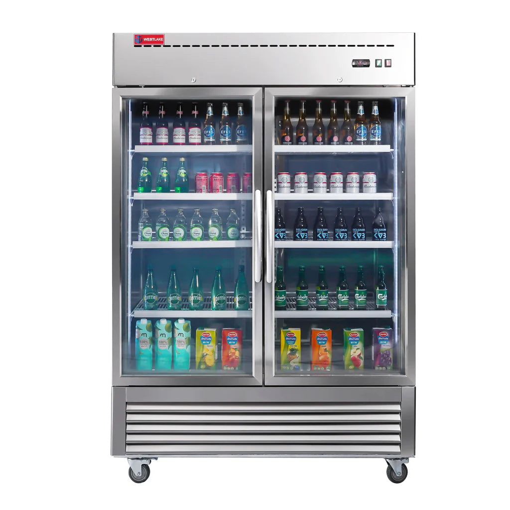 West Lake WKR-49BG Glass Door Merchandiser Refrigerator 2 Door 33-40°F