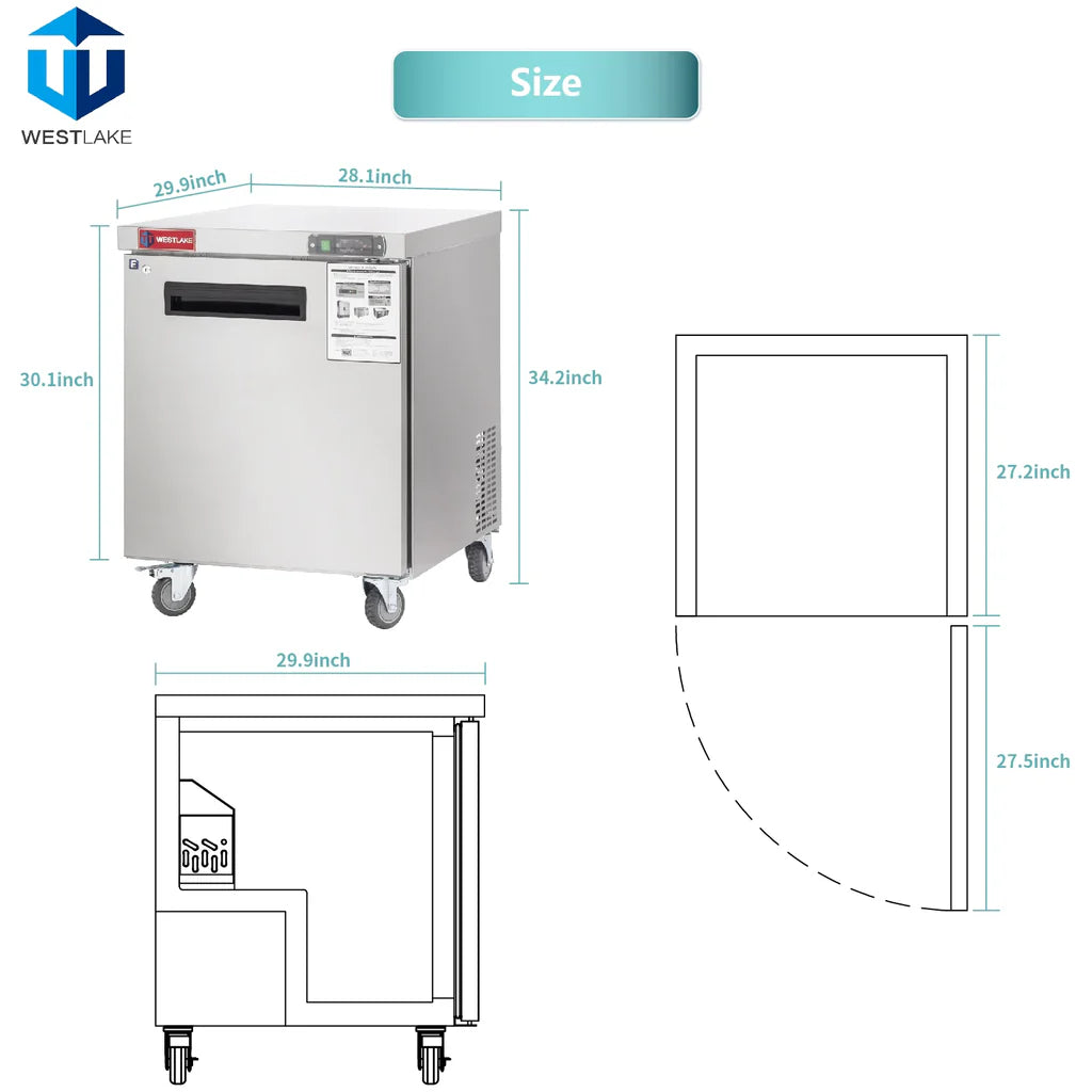 West Lake WKTF-27B Undercounter Freezer 1 Door -8-0°F