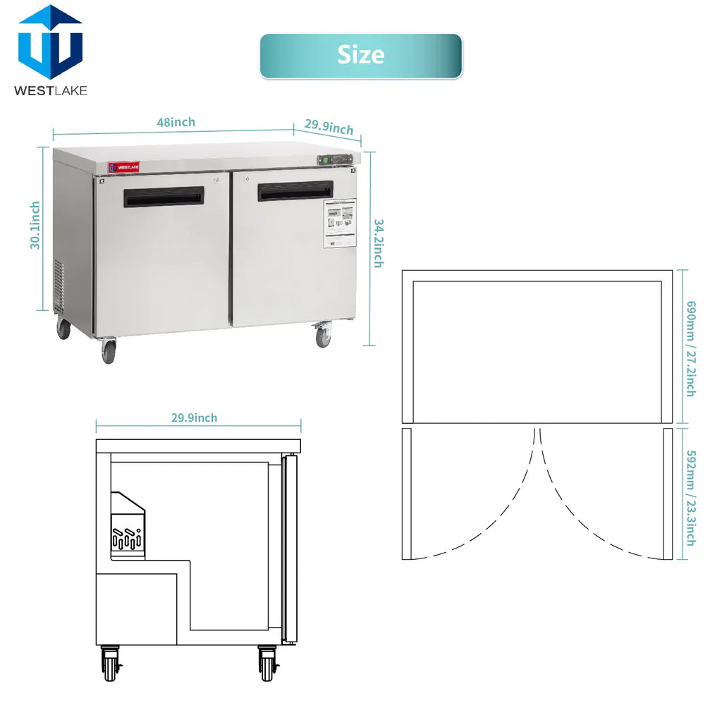 West Lake WKTF-27B Undercounter Freezer 1 Door -8-0°F