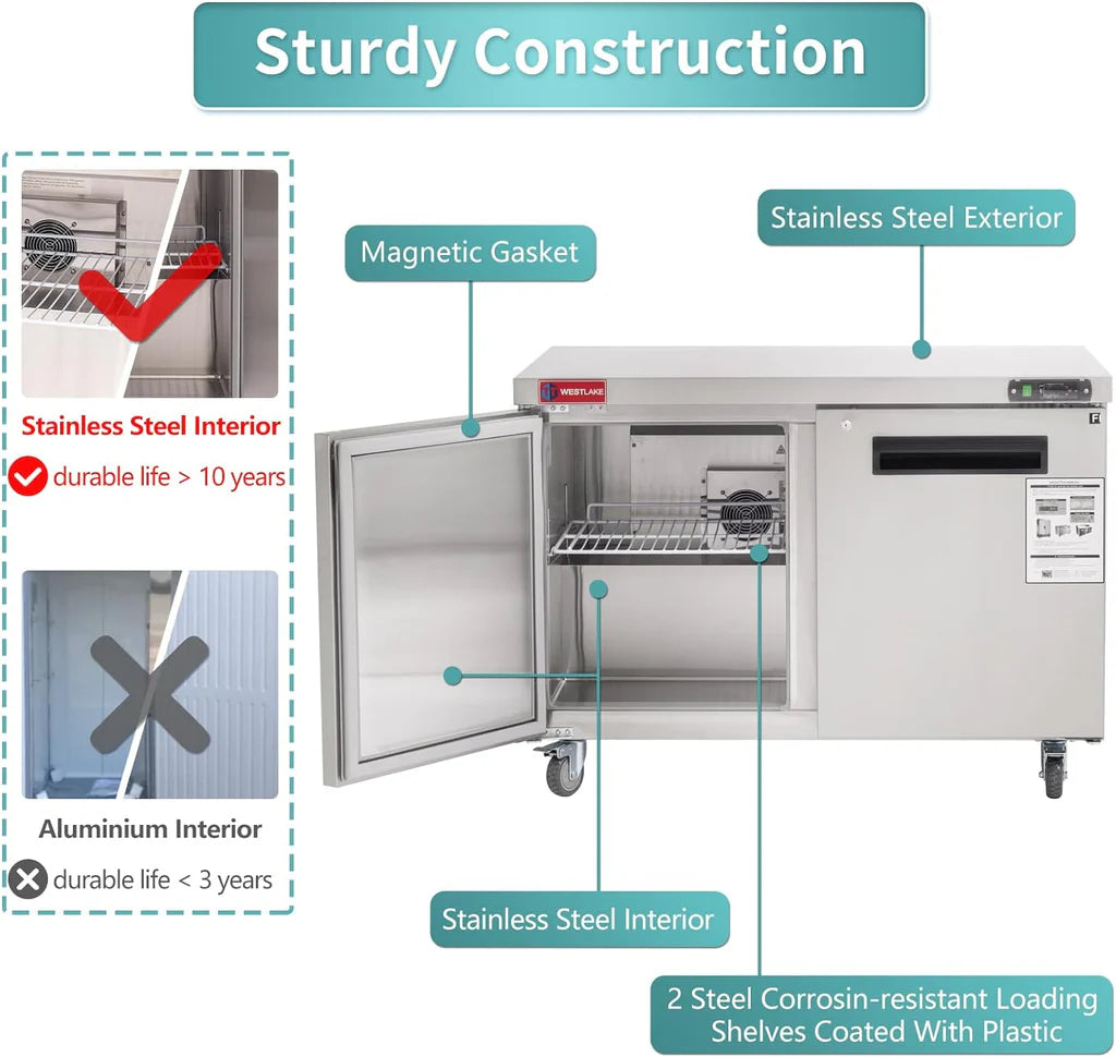 West Lake WKTF-48B Undercounter Freezer 2 Door -8-0°F