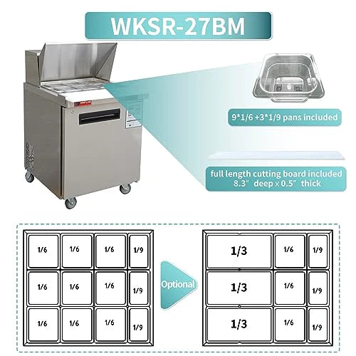 West Lake WKSR-27BM Salad Prep Table Refrigerator 1 Door 33-40°F