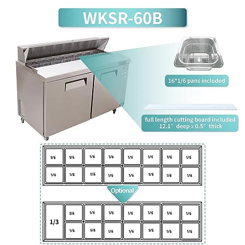 West Lake WKSR-60B Salad Prep Table Refrigerator 2 Door 33-40°F
