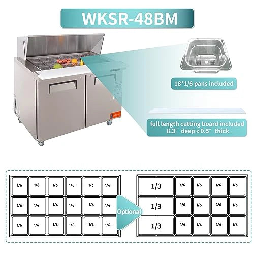 West Lake WKSR-48BM Salad Prep Table Refrigerator 2 Door 33-40°F