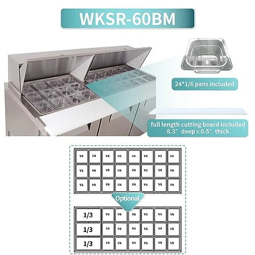 West Lake WKSR-60BM Salad Prep Table Refrigerator 2 Door 33-40°F