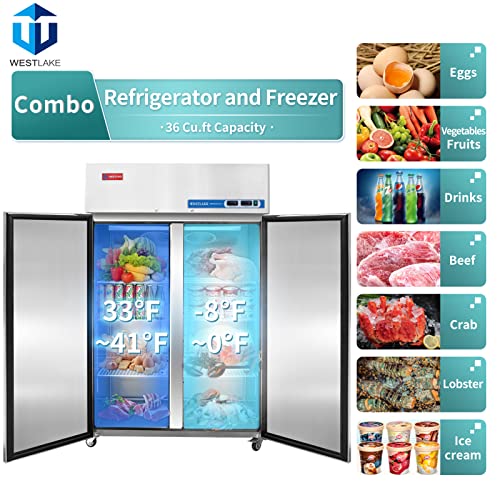 West Lake WK-48RF Commercial Refrigerator Freezer Combo 48" 2-Door 33-40°F -8-0°F