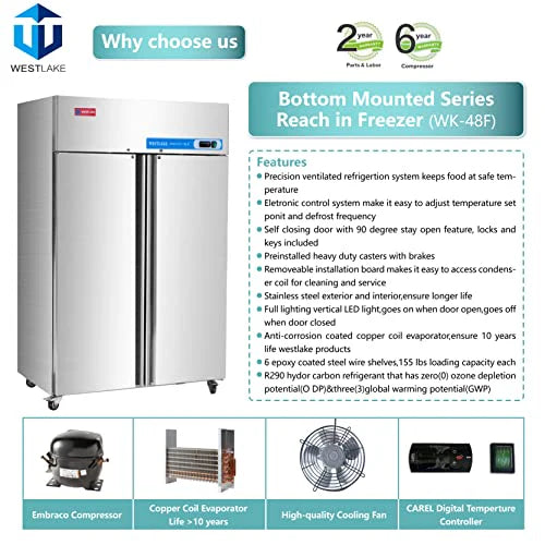 West Lake WK-48F Commercial Freezer 48" 2-Door -8-0°F