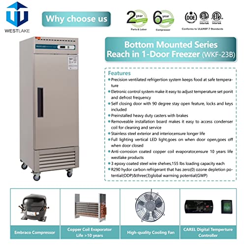 West Lake WKF-23B Reach-In Freezer 1 Door -8-0°F