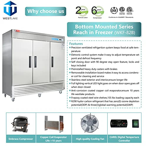 West Lake WKF-82B Reach-In Freezer 3 Door -8-0°F
