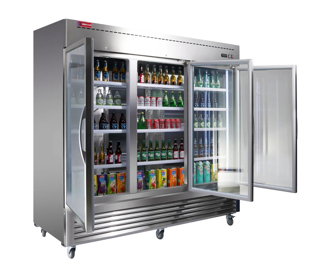 West Lake WKR-82BG Glass Door Merchandiser Refrigerator 3 Door 33-40°F