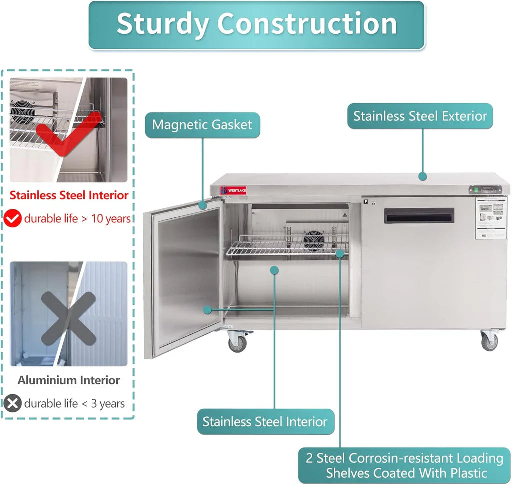 West Lake WKTF-60B Undercounter Freezer 2 Door -8-0°F