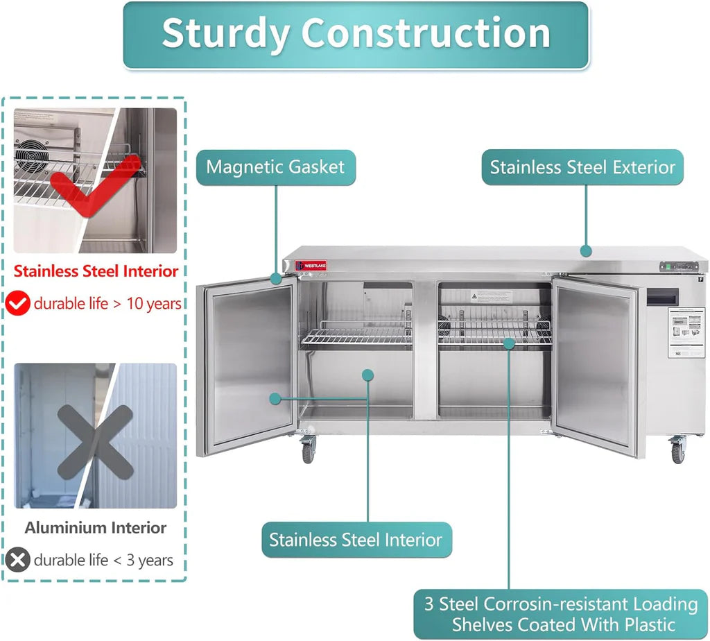 West Lake WKTF-72B Undercounter Freezer 3 Door -8-0°F